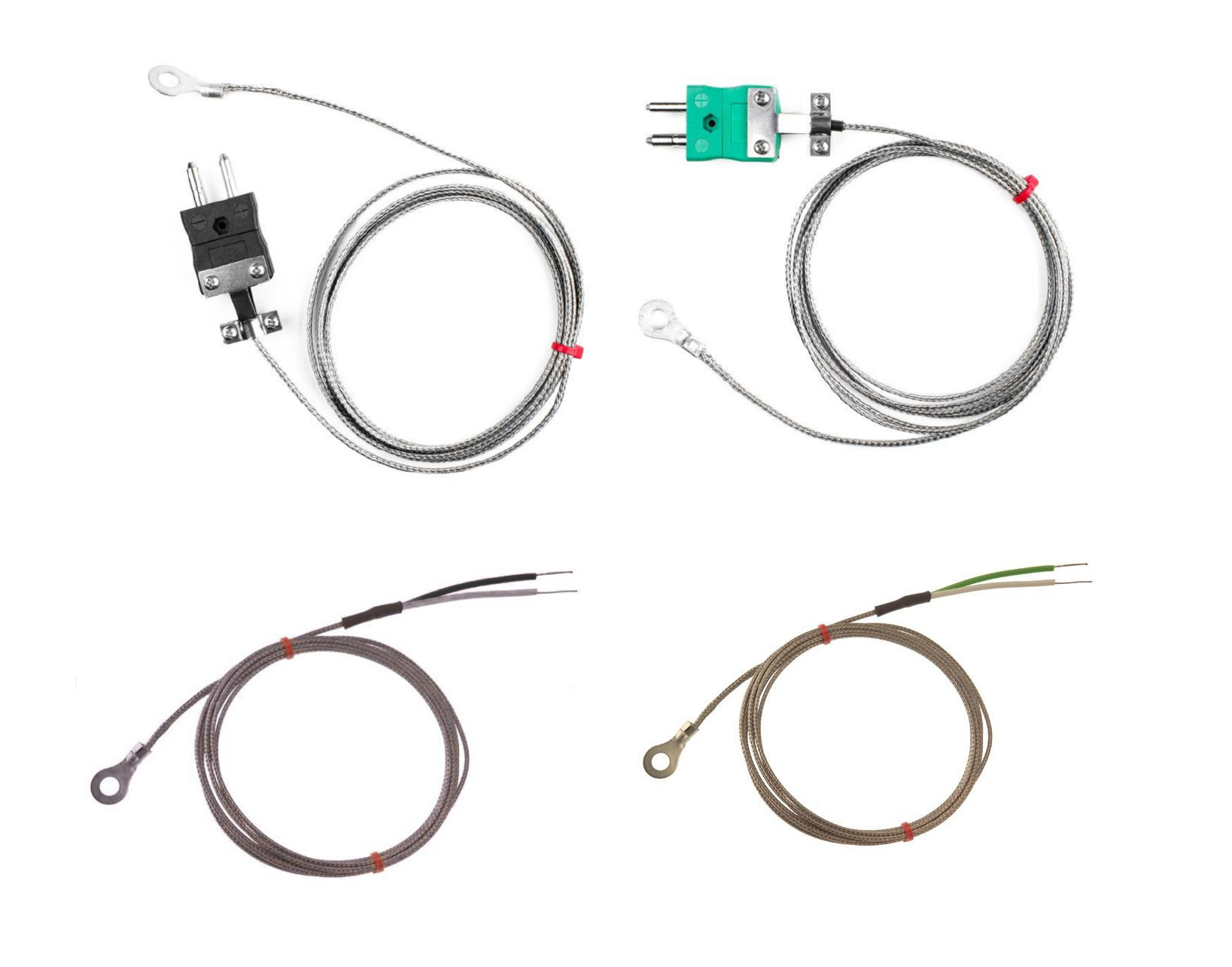 IEC-Unterlegscheiben-Thermoelement, glasfaserisoliertes Kabel mit Edelstahlgeflecht