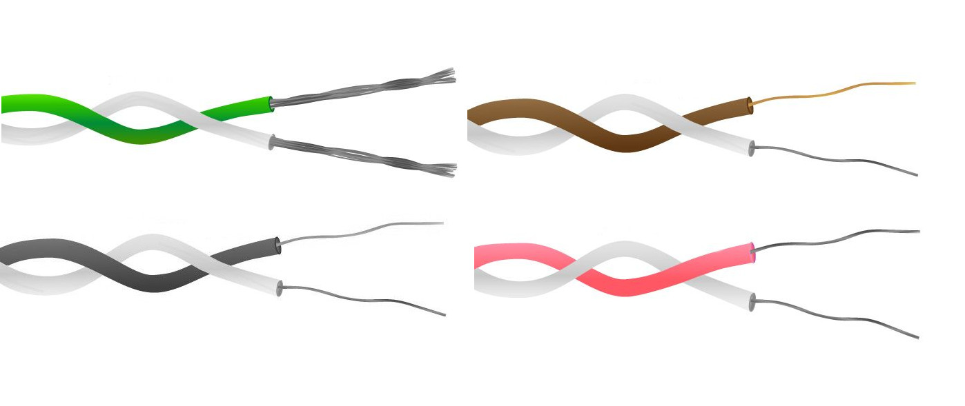 PFA Zwillings-Twisted-Pair-Thermoelementkabel / Draht IEC - 1/0,3 mm Strang