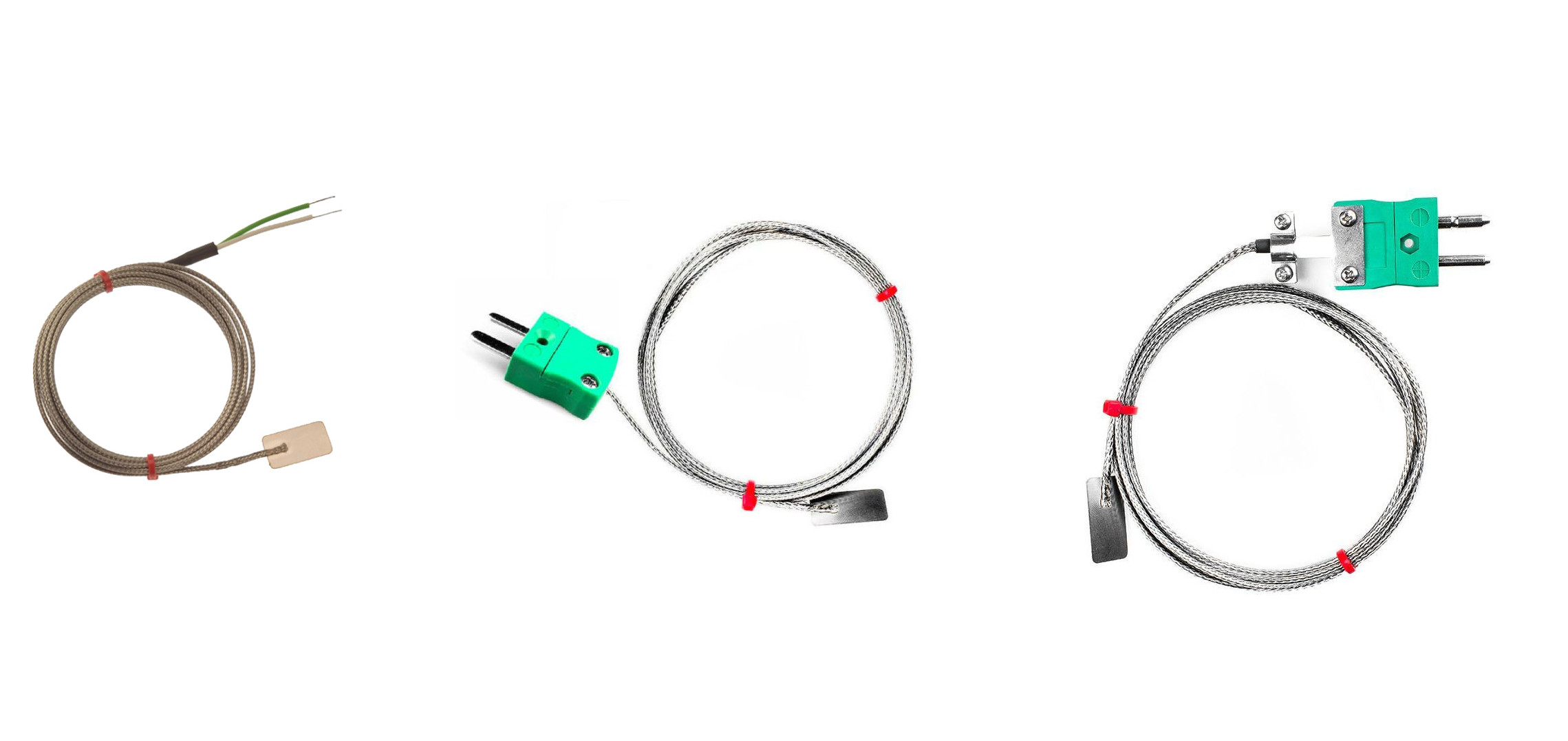 IEC-Blatt-Thermoelement, glasfaserisoliertes Kabel mit Edelstahl-bergeflecht, das in blanken Schwnzen endet, Miniatur- oder Standardstecker - Typ K