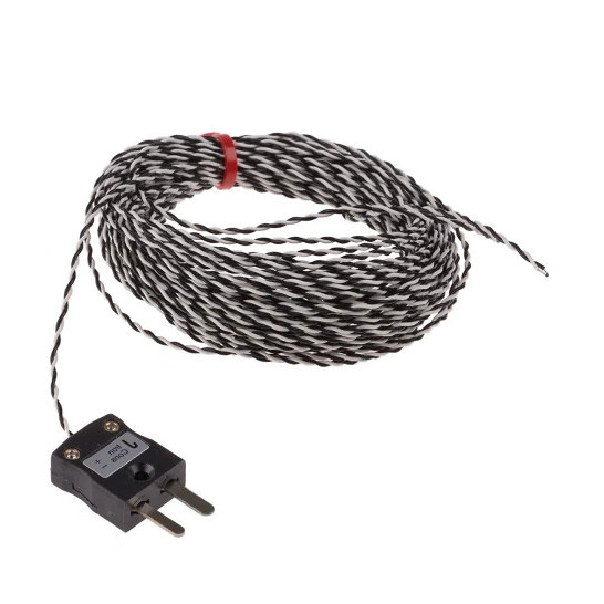 PTFE-isoliertes, doppelt verdrilltes IEC-Thermoelement mit freiliegender Sperrstelle und Miniaturstecker - Typ J
