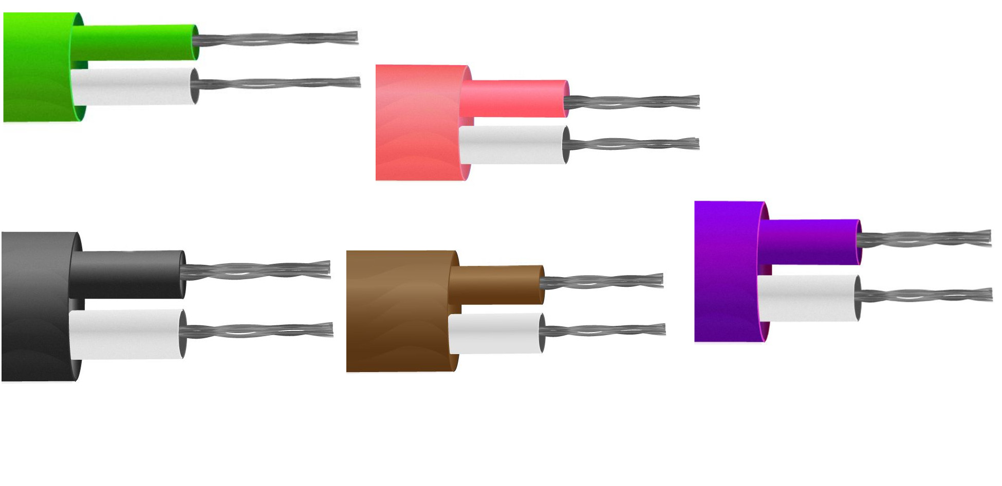 PFA Flachpaar-Thermoelementkabel / Draht IEC - 7/0,2 mm Strang