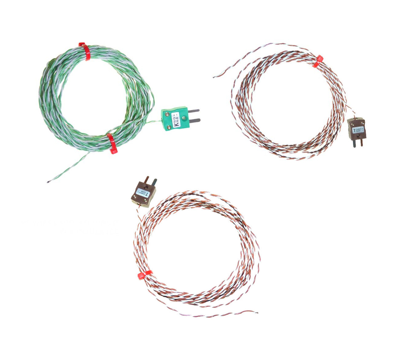 PFA-isoliertes, doppelt verdrilltes IEC-Thermoelement mit freiliegender Sperrstelle und Miniaturstecker