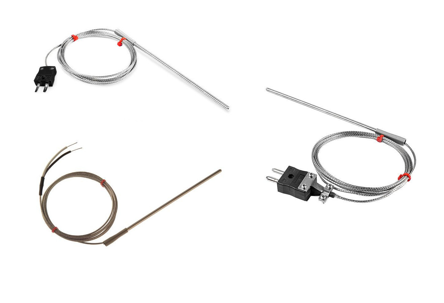 IEC-Allzweck-Thermoelement-Sonde, glasfaserisoliertes Kabel mit Edelstahlgeflecht - Typ J