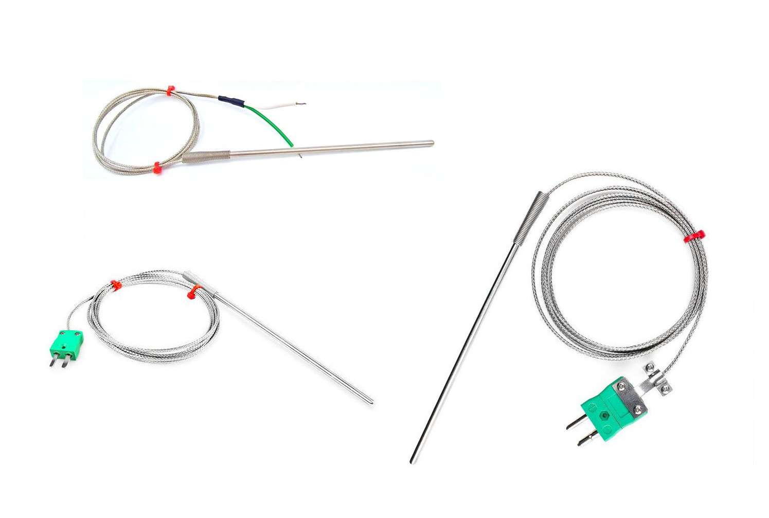 IEC-Allzweck-Thermoelement-Sonde, glasfaserisoliertes Kabel mit Edelstahlgeflecht - Typ K