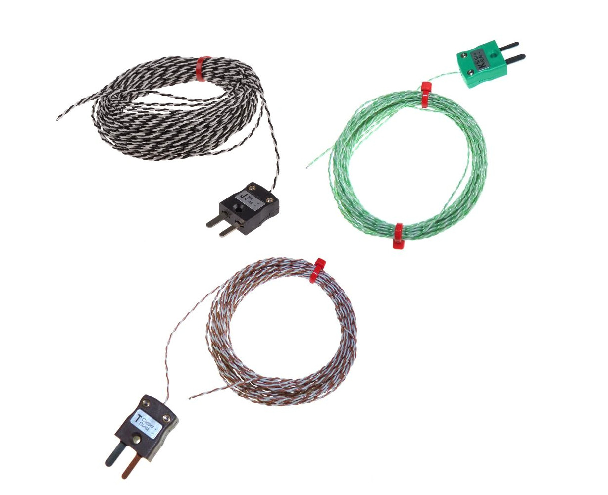 PTFE-isoliertes, doppelt verdrilltes IEC-Thermoelement mit freiliegender Sperrstelle und Miniaturstecker - Typen K, J, T