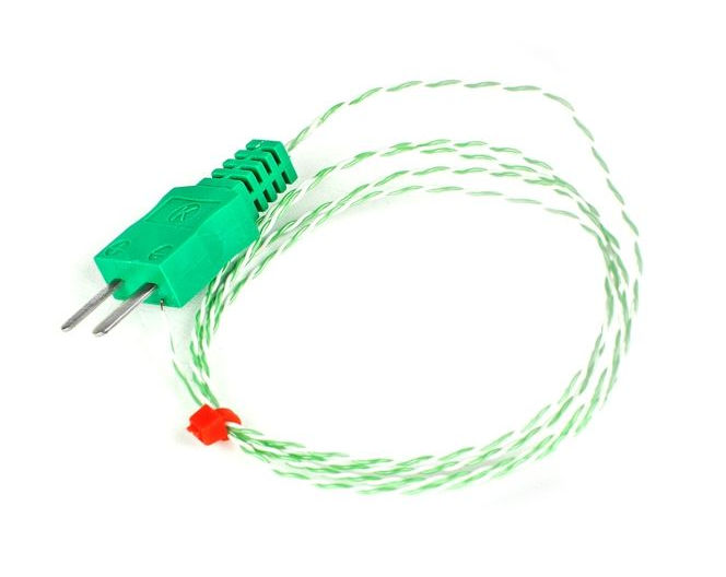 IEC Thermoelement mit freiliegender Sperrschicht, PFA-isoliert, doppelt verdrillt, mit angespritztem Stecker - Typ K