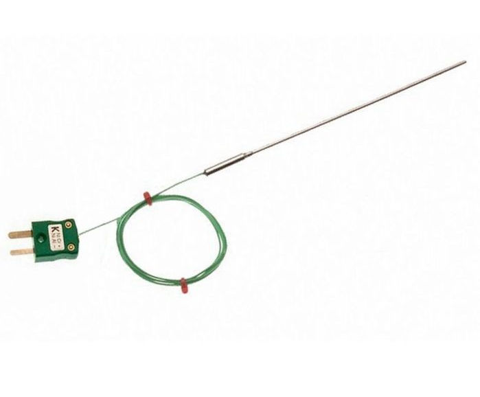 IEC Mineralisoliertes Thermoelement mit glatter Topfdichtung, 1 m PFA-isoliertes IEC-Kabel und Mini-Steckeranschluss