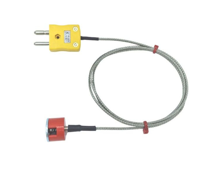 ANSI Typ K 1,9 kg Zugknopfmagnet-Thermoelement, PFA-isoliertes Kabel mit Edelstahlgeflecht, das im Standardstecker endet