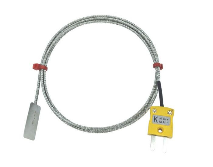 ANSI Leaf Thermoelement, glasfaserisoliertes Kabel mit Edelstahlgeflecht, das in einem Miniaturstecker endet