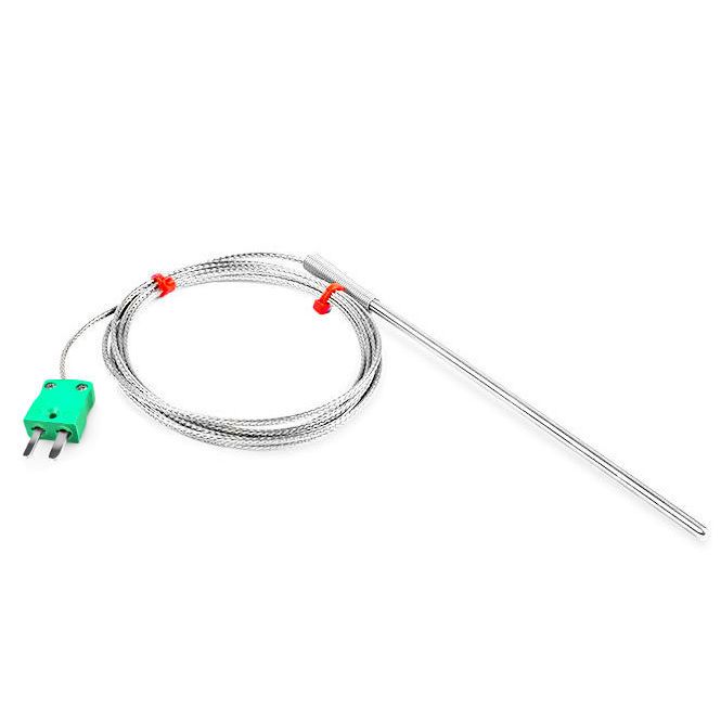 IEC-Allzweck-Thermoelement-Sonde, glasfaserisoliertes Kabel mit Edelstahl-bergeflecht - Typ K - Miniatur-Steckeranschluss
