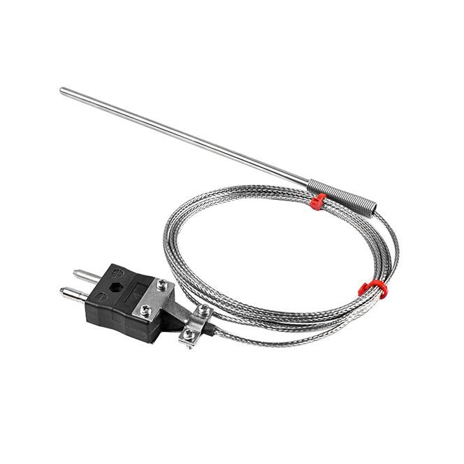 IEC-Allzweck-Thermoelement-Sonde, glasfaserisoliertes Kabel mit Edelstahl-bergeflecht - Typ J - Standard-Steckeranschluss