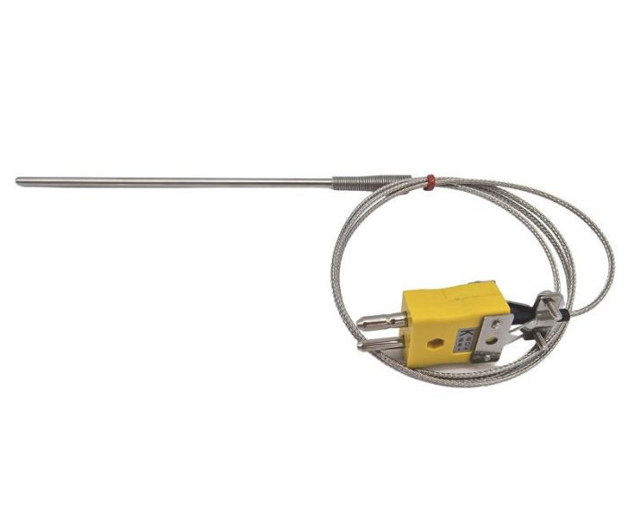 ANSI Allzweck-Thermoelement-Sonde, glasfaserisoliertes Kabel mit Edelstahl-bergeflecht - Typ K mit Anschluss im Standardstecker