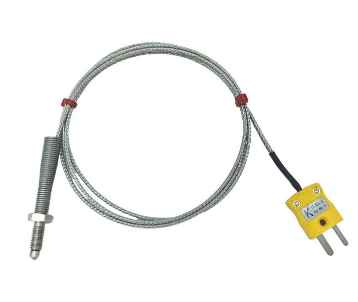 ANSI Dsen-Thermoelement, glasfaserisoliertes Kabel mit Edelstahl-Geflecht - Typ K mit Anschluss im Miniaturstecker