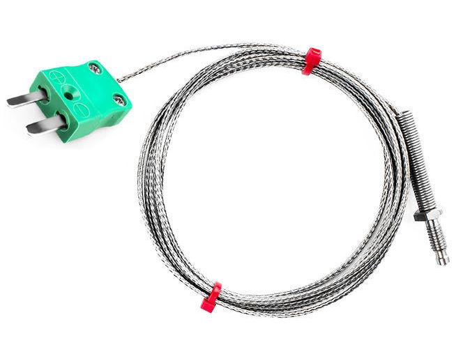 IEC-Dsen-Thermoelement, glasfaserisoliertes Kabel mit Edelstahl-bergeflecht - Typ K - Miniatur-Steckeranschluss