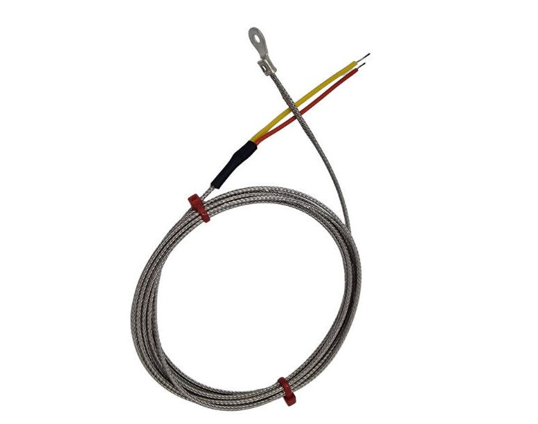 ANSI-Unterlegscheiben-Thermoelement, glasfaserisoliertes Kabel mit Edelstahlgeflecht, das in blanken Schwnzen endet