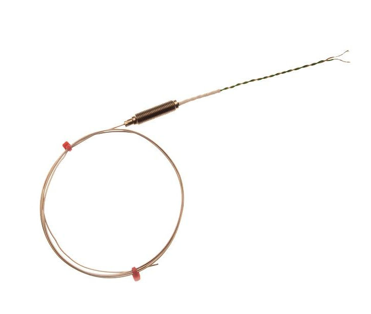 IEC Mineralisoliertes Thermoelement mit Gewindetopf und 100 mm PFA-isoliertem, doppelt verdrilltem IEC-Kabel - Typ J
