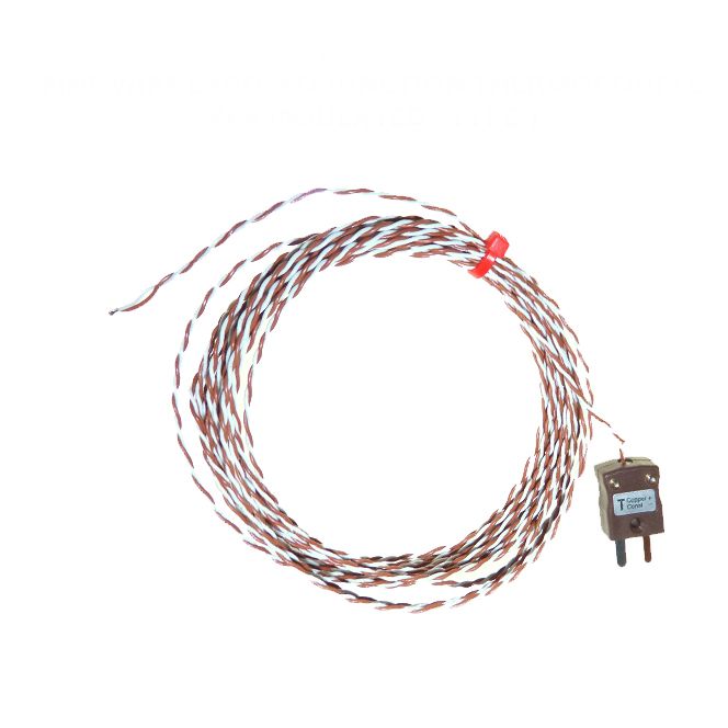 PFA-isoliertes, doppelt verdrilltes IEC-Thermoelement mit freiliegender Sperrstelle und Miniaturstecker - Typ T
