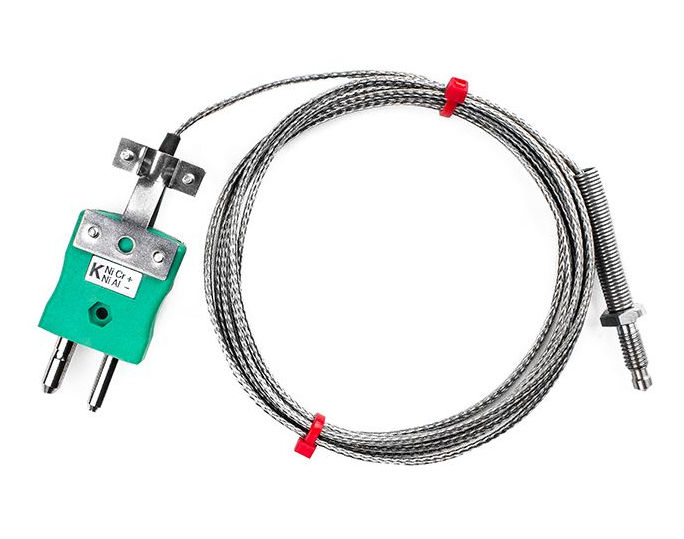 IEC-Dsen-Thermoelement, glasfaserisoliertes Kabel mit Edelstahl-bergeflecht - Typ K - Standard-Steckeranschluss
