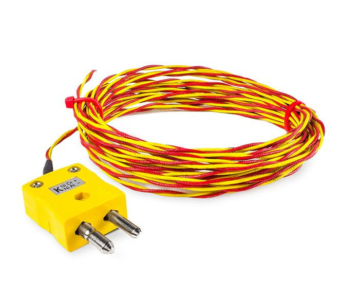 ANSI Hochtemperatur-Glasfaser-Thermoelement mit zwei verdrillten, freiliegenden, geschweiten Spitzen Typ K mit Standard-Steckeranschluss