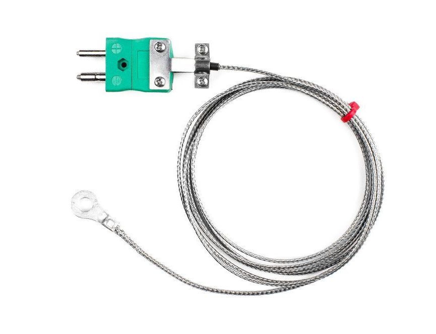 IEC-Unterlegscheiben-Thermoelement, glasfaserisoliertes Kabel mit Edelstahl-bergeflecht Typ K mit Standardsteckeranschluss