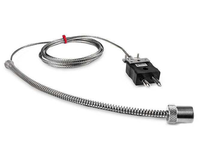 IEC Verstellbares Bajonett-Thermoelement, Glasfaser-Edelstahl-Kabel, umflochten - Typ J