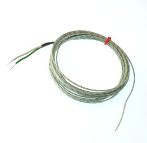 Glasfaserisoliertes flaches Paar IEC-Thermoelement mit freiliegender Vermittlungsstelle - Typ K mit blankem Anschluss - 1/0,508 mm x 2 m