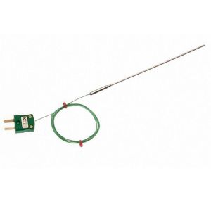 Mineralisoliertes Thermoelement mit glatter Topfdichtung, 1 m PFA-isoliertes IEC-Kabel und Ministeckeranschluss - Typen K, J, T, N