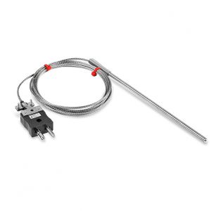 IEC-Universal-Thermoelementsonde Typ K & J, glasfaserisoliertes Kabel mit Edelstahl-bergeflecht, das in blanken Enden endet, Miniatur- oder Standardstecker