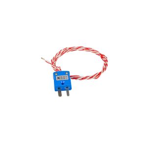 JIS Typ K Freiliegendes Thermoelement mit geschweiter Spitze 1/0,2 mm PFA Twin Twisted Cable mit Miniaturstecker 2 m