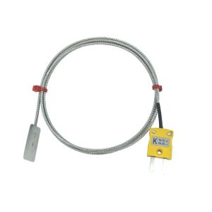 ANSI Leaf Thermoelement, glasfaserisoliertes Kabel mit Edelstahlgeflecht, das in blanken Schwnzen endet, Miniatur- oder Standardstecker - Typ K