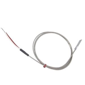 Blatt-Thermoelement, glasfaserisoliertes Kabel mit Edelstahl-bergeflecht - Typ K JIS mit Bare-Tails-Anschluss - 2 m Lnge