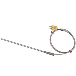 ANSI Typ K Allzweck-Thermoelementsonde, glasfaserisoliertes Kabel mit Edelstahl-bergeflecht, das in Bare-Tails endet, Miniatur- oder Standardstecker