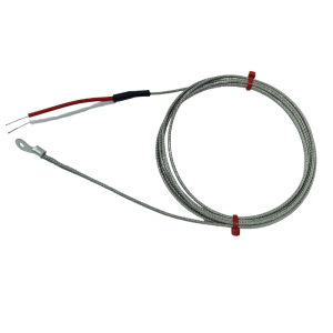 JIS Typ K Unterlegscheiben-Thermoelement, glasfaserisoliertes Kabel mit Edelstahl-bergeflecht, das in blanken Tails oder Standardsteckern abgeschlossen ist