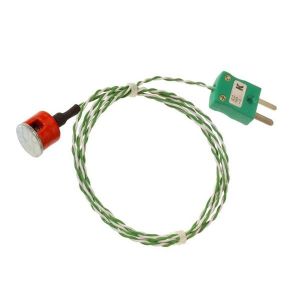 IEC Typ K 0,7 kg Zugknopfmagnet-Thermoelement, PTFE-isoliert mit Typ K Miniaturstecker - 1 m Lnge