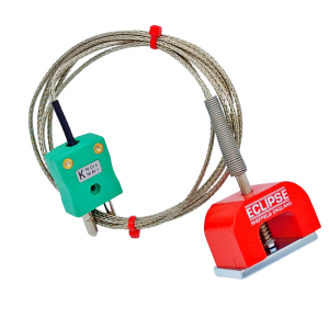 IEC Typ K 9 kg Pull Power (Hufeisen) Magnet-Thermoelement, PFA-isoliertes Kabel mit Edelstahl-bergeflecht mit Anschluss im Standardstecker - 1,5 m