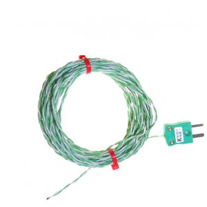 PFA-isoliertes, doppelt verdrilltes IEC-Thermoelement mit freiliegender Sperrstelle und Miniaturstecker - Typen K, J, T