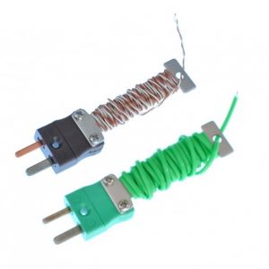PFA-Kabel aufgerumtes IEC-Thermoelement mit freiliegender Sperrschicht und montiertem Ministecker - Typen K,T