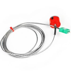 IEC Typ K 3kg Zugmagnet-Thermoelement, PFA-isoliertes Kabel mit Edelstahl-bergeflecht, das im Miniaturstecker endet - 2M