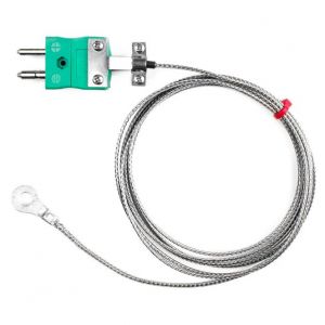 IEC-Unterlegscheiben-Thermoelement, glasfaserisoliertes Kabel mit Edelstahl-bergeflecht, das in blanken Schwnzen oder Standardstecker endet - Typ K