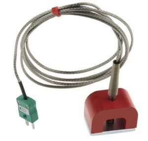 IEC-Magnet-Thermoelement Typ K 9 kg Zugkraft (Hufeisen), PFA-isoliertes Kabel mit Edelstahl-bergeflecht und Miniatur- oder Standardstecker