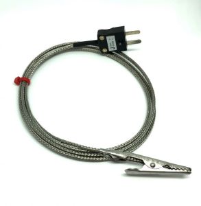 IEC Krokodilklemmen-Thermoelement mit berflochtenem Glasfaser-Edelstahlkabel - Typ J - 1M