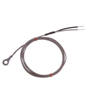 IEC-Unterlegscheiben-Thermoelement, glasfaserisoliertes Kabel mit Edelstahl-bergeflecht Typ J mit blanken Endverschlssen - 3,5 mm Unterlegscheibenlochgre