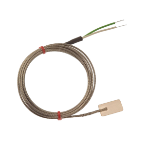 IEC-Leaf-Thermoelement, glasfaserisoliertes Kabel mit Edelstahl-bergeflecht - Typ K mit Bare-Tails-Anschluss - 2 m Lnge