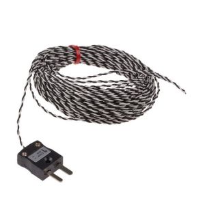 PTFE-isoliertes, doppelt verdrilltes IEC-Thermoelement mit freiliegender Sperrstelle und Miniaturstecker - Typ J - 1M Lnge