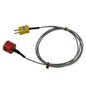 ANSI Typ K 1,9 kg Zugknopf-Magnet-Thermoelement, PFA-isoliertes Kabel mit bergeflochtenem Edelstahlgeflecht mit Miniaturstecker - 1 m