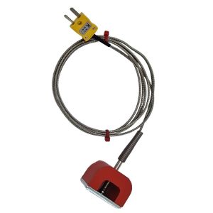 ANSI Typ K 9kg Pull Power (Hufeisen) Magnet-Thermoelement, PFA-isoliertes Kabel mit bergeflecht aus Edelstahl, das in einem Miniaturstecker endet - 1,5 m