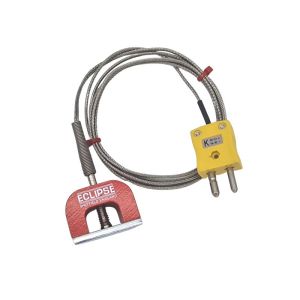 ANSI Typ K 9kg Pull Power (Hufeisen) Magnet-Thermoelement, PFA-isoliertes Kabel mit Edelstahl-bergeflecht, das im Standardstecker endet - 1,5 m