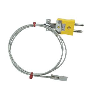 ANSI Leaf Thermoelement, glasfaserisoliertes Kabel mit Edelstahlgeflecht, das in einem Standardstecker endet - 1 m Lnge