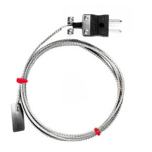 IEC-Blatt-Thermoelement, glasfaserisoliertes Kabel mit Edelstahl-bergeflecht - Typ J mit Standardsteckeranschluss - 2M Lnge