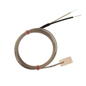 IEC-Blatt-Thermoelement, glasfaserisoliertes Kabel mit Edelstahl-bergeflecht - Typ J mit Bare-Tails-Anschluss - 1 m Lnge